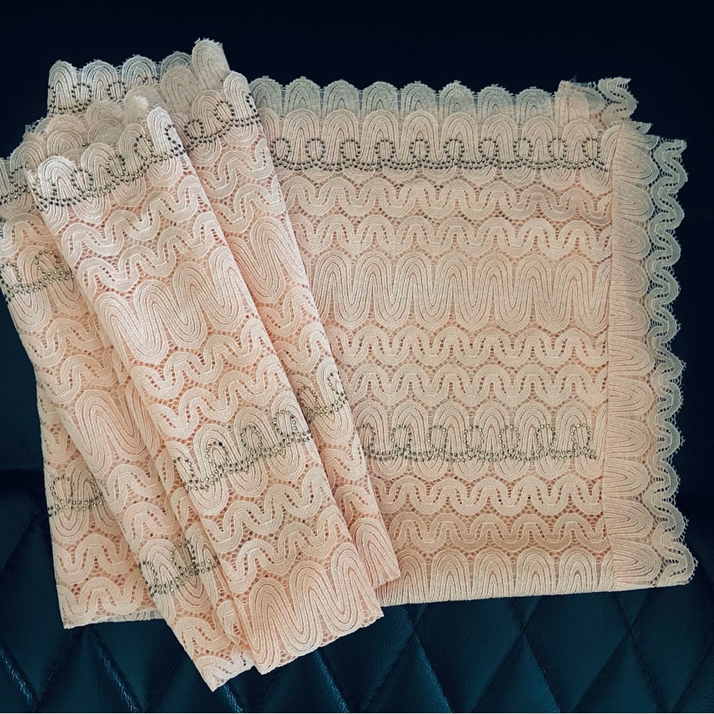 Pink lace scarf with diamond decals